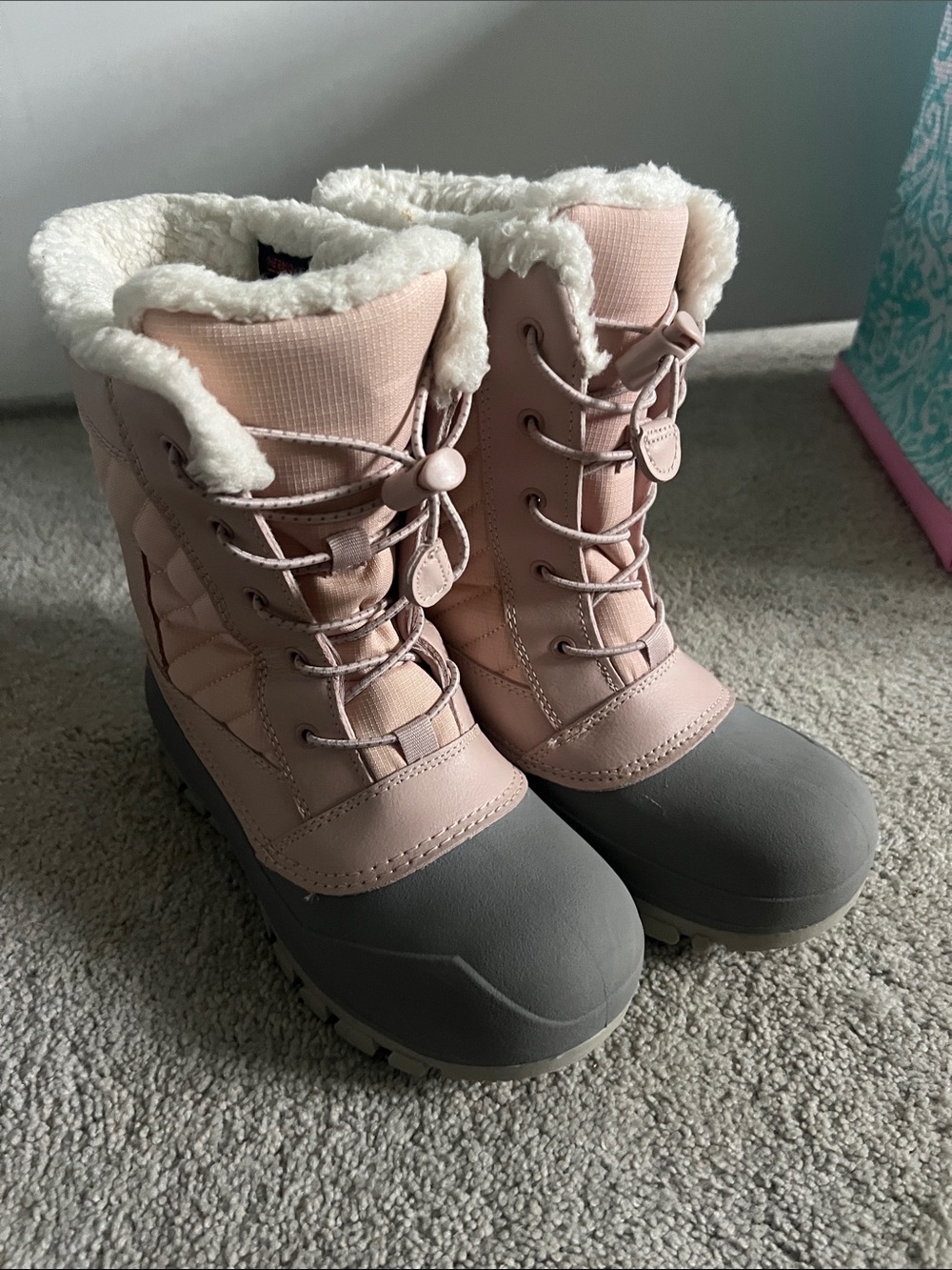 all in motion Pink and Gray Insulated Winter Lace-Up Boots